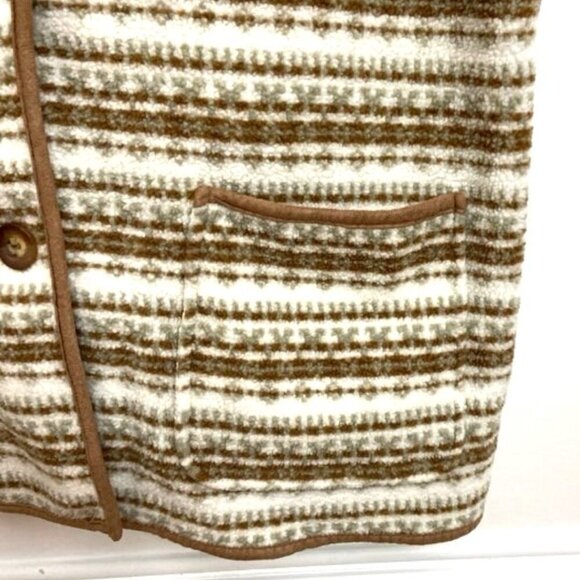 Orvis Fleece Vest Women's XL Earth Tone Southwest Pattern Belted Back - Picture 4 of 7